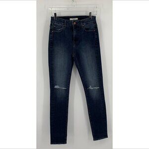 Fidelity Denim Gwen skinny jeans mid-rise distressed slit knee blue Manhattan 27